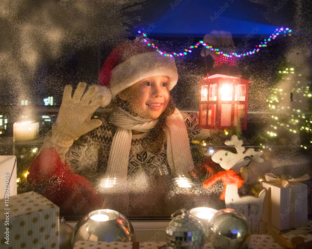 santa girl at christmas