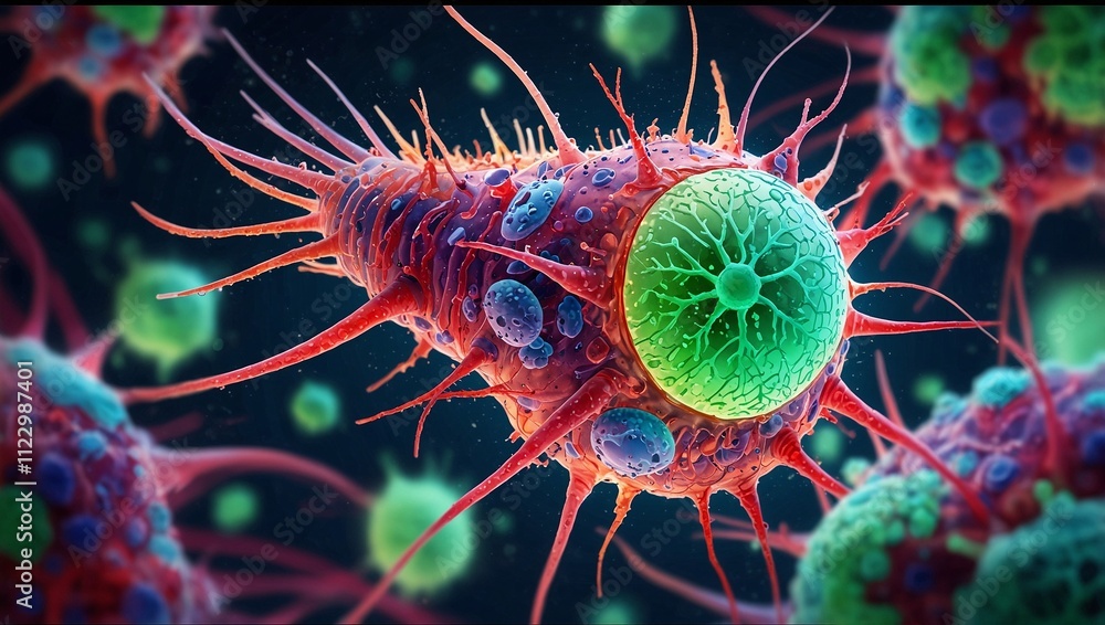 Fototapeta premium detailed focus photo of bacteria microorganisms made by AI generative