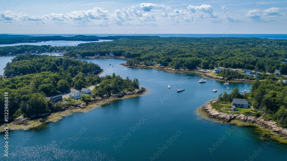 Aerial view of wind turbine providing renewable energy in Maine Aerial view of wind turbine providing renewable energy in Maine