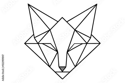 Geometric Fox Face Vector Line Art Design