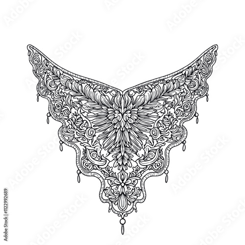 Lace shawl with intricate design vector design.