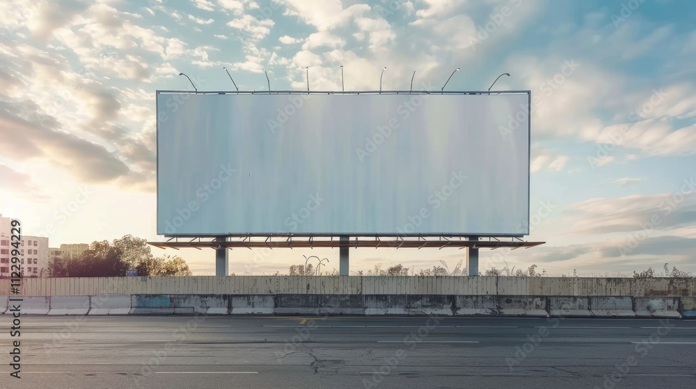 Obraz premium Large white blank billboard or signboard for advertising on a street wall. 