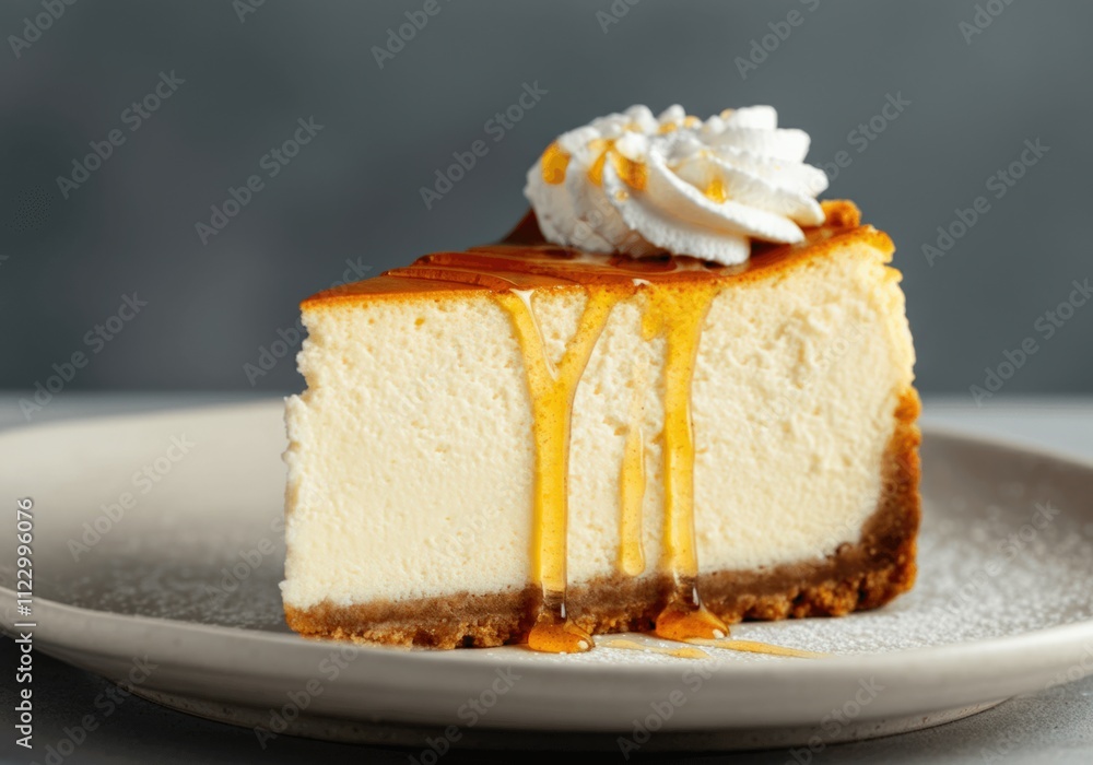 Delicious Slice of Cheesecake with Honey Drizzle Delicious Slice of Cheesecake with Honey Drizzle