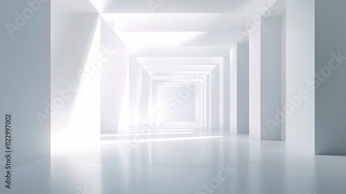 Abstract White Background with Soft Lighting in Minimalist Space