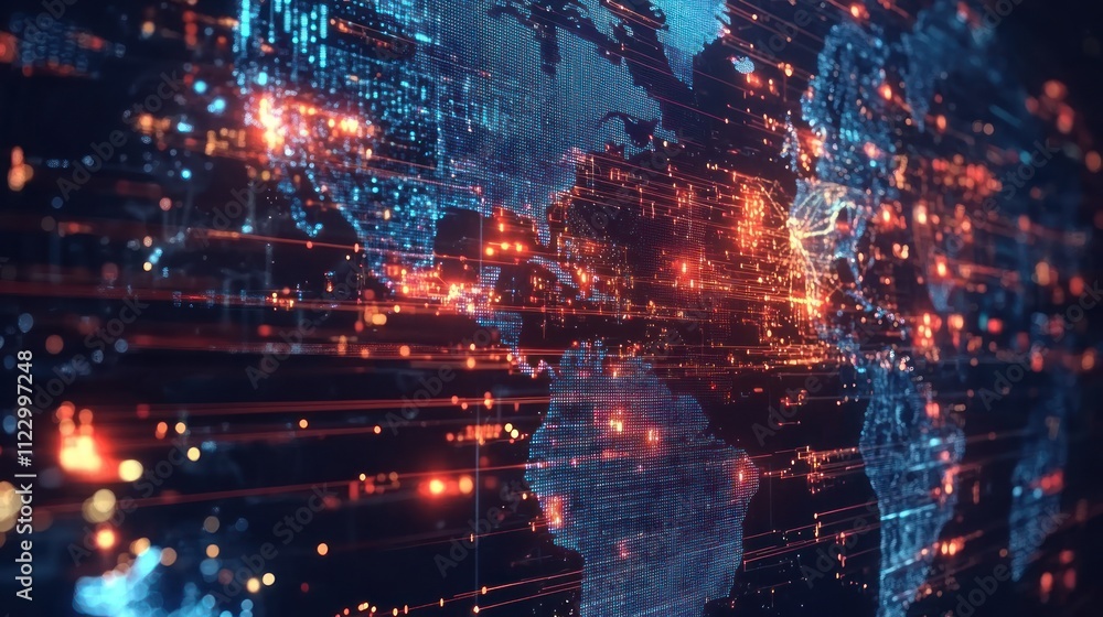 Fototapeta premium Global Network: A Digital World Map