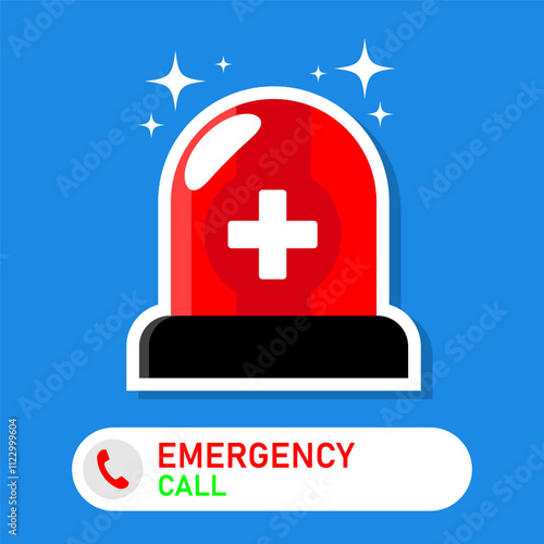 Emergency Call Logo Design Template. emergency call, emergency light icon vector template logo. Police Or Ambulance Red Flasher Siren