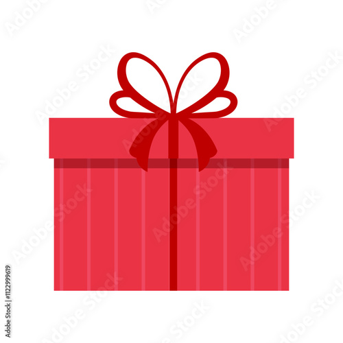 Red Birthday Gift box, Christmas present illustrtion vector design, Festive Graphic elements for Decoration in Greeting card and Banner, Flat style vector stock