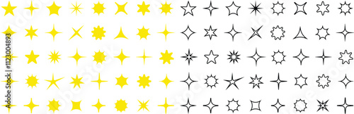 Star vector icon collection. Silhouette stars icon. Golden set of Stars, isolated stars in modern simple flat style. Stars collection