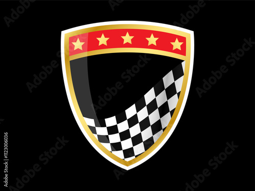 Logo Racing team shield racing flag illustration vector