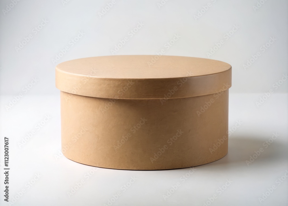 Isolated Round Cardboard Box on White Background for Creative Packaging Concepts and Minimalist Design Solutions in Stock Photography Isolated Round Cardboard Box on White Background for Creative Packaging Concepts and Minimalist Design Solutions in Stock Photography