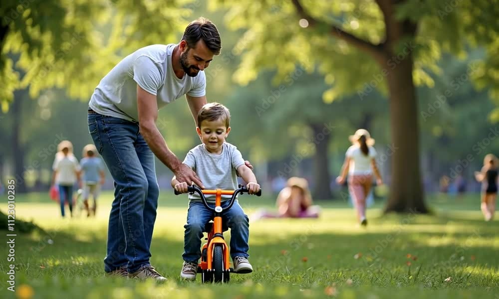 parent and children playing bicycle parent and children playing bicycle