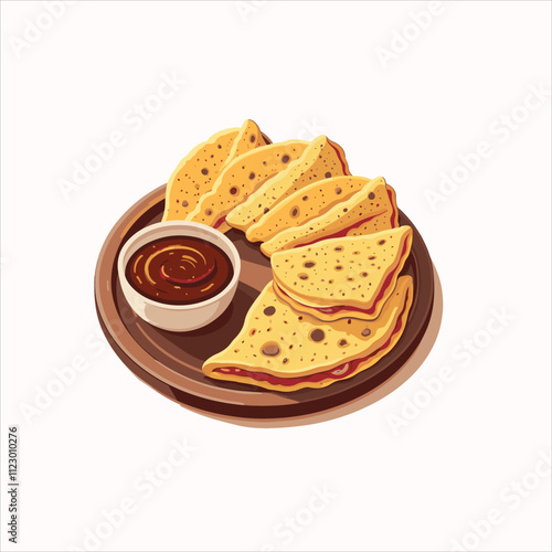 Plate with mole and tortillas vector design.