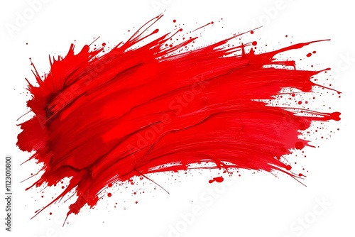 Dramatic Red Brush Stroke with Energetic Lines