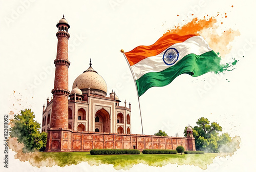 Watercolor illustration for india republic day.2025 photo