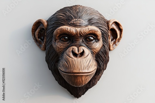 Chimpanzee Head Statue On The Wall photo