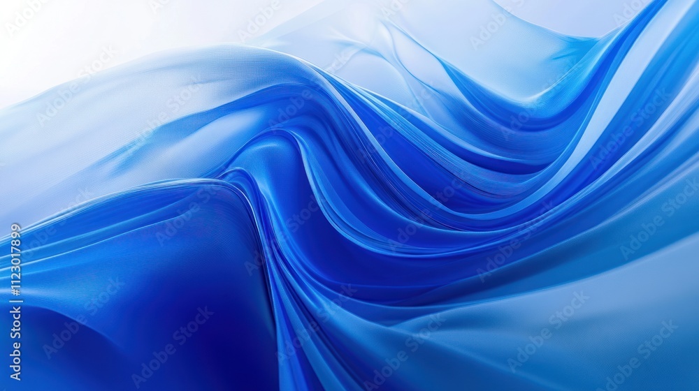 Obraz premium Abstract Blue Fabric Swirls: A Serene Digital Art Piece