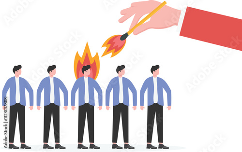 Fired employee, layoff or dismissal worker, misconduct or underperform staff, failure or trouble employment,
