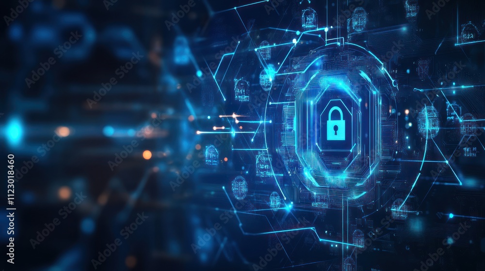 Fototapeta premium Cybersecurity Network Protection: Digital Shield, Data Security, and Privacy in the Modern World
