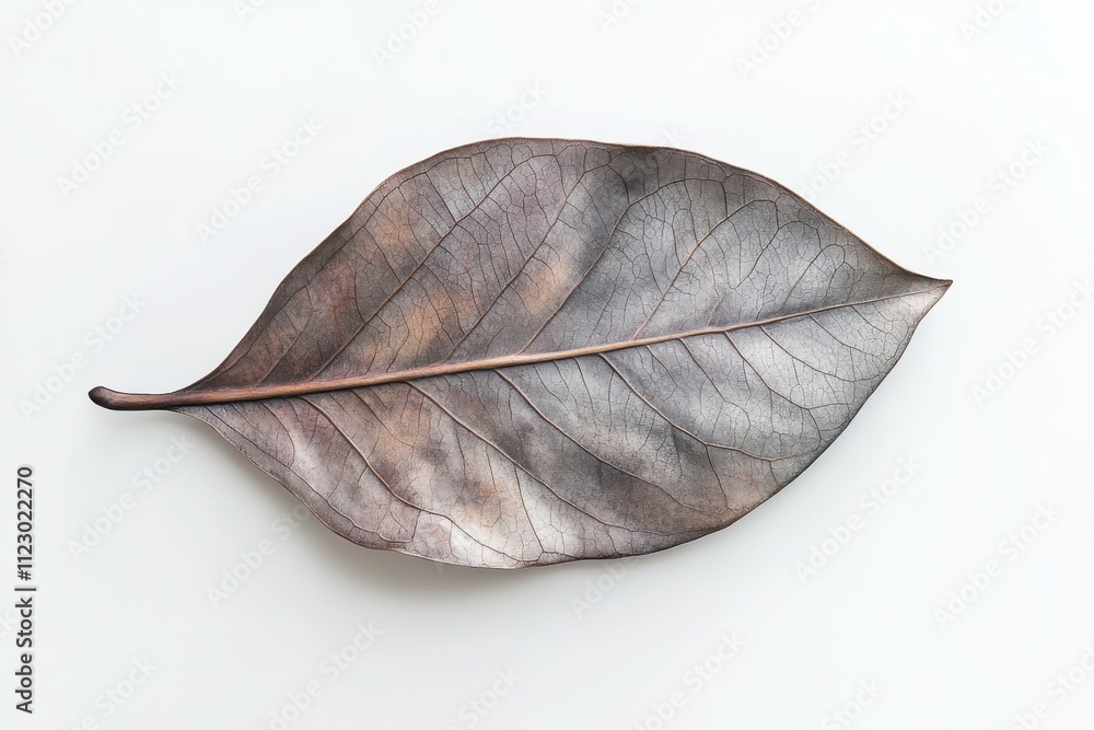 Close-up of Perfectly Detailed Magnolia Leaf on White Close-up of Perfectly Detailed Magnolia Leaf on White