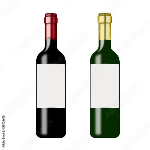 Bouteille de Vin Rouge et Vin Blanc