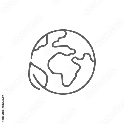 World ecology icon. Simple outline style. Nature global protect, logo eco environment, globe with leafs, green earth planet concept. Thin line symbol. Vector illustration isolated. Editable stroke.