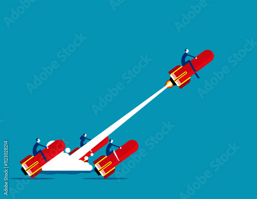 Business with speed growth. Business success vector flat style