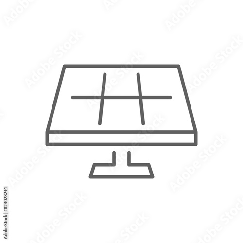 Solar panel icon. Simple outline style. Solar power, sun, renewable energy, cell, heat, light, battery, electric, technology concept. Thin line symbol. Vector illustration isolated. Editable stroke.