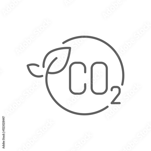 Carbon neutrality icon. Simple outline style. CO2 neutral, carbon emission, reduce, eco, leave, reduction, sustainable concept. Thin line symbol. Vector illustration isolated. Editable stroke.