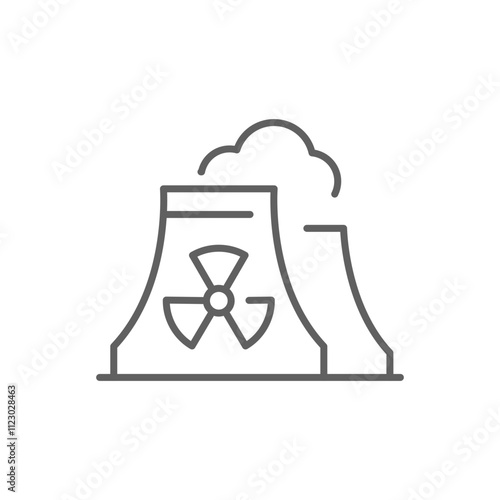 Radiation pollution icon. Simple outline style. Nuclear, power plant, experiment, smoke, industry, environment, technology concept. Thin line symbol. Vector illustration isolated. Editable stroke.