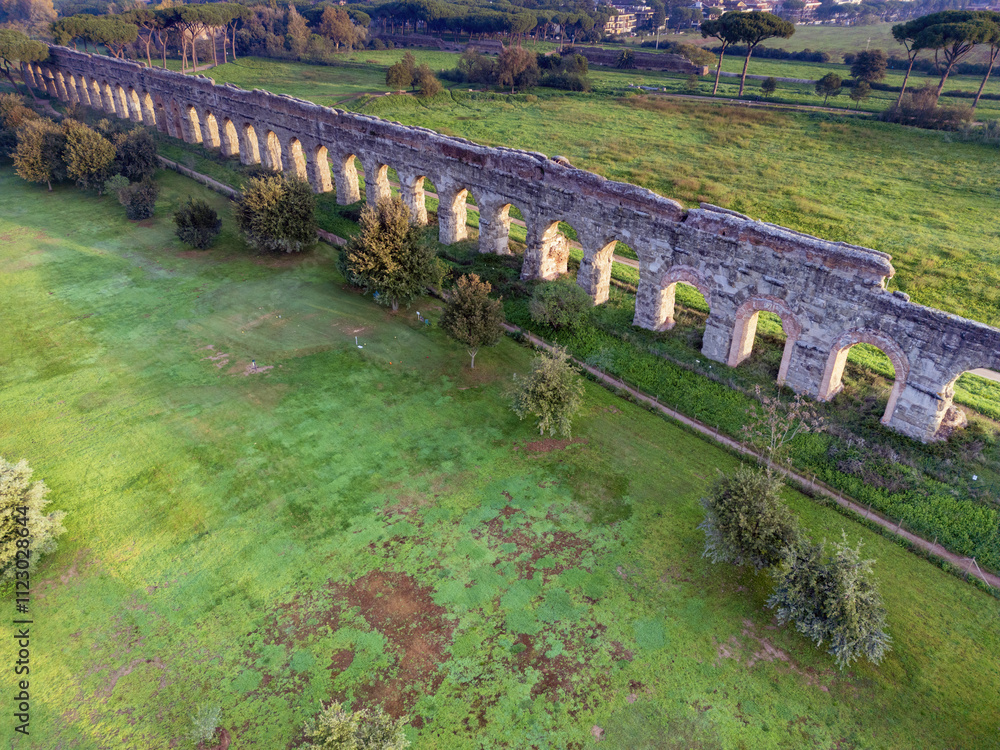 Aqueduct Park. An aerial view of ancient Rome.History of the Roman Empire