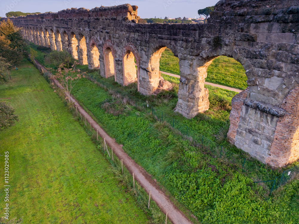 Aqueduct Park. An aerial view of ancient Rome.History of the Roman Empire