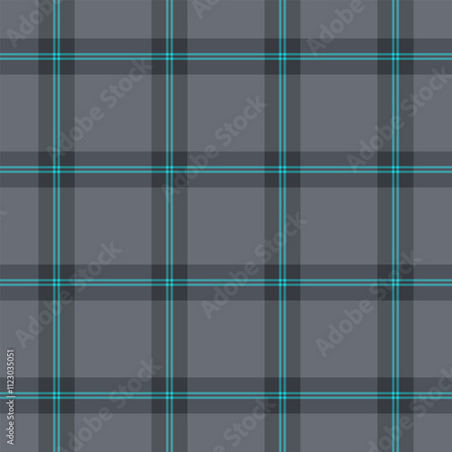 Plain textile texture background, romantic tartan seamless vector. Direct fabric plaid pattern check in pastel and cyan colors.