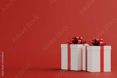 Wallpaper Mural Two White Gift Boxes with Red Ribbon on Isolated Background Torontodigital.ca