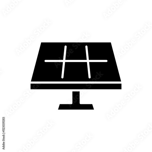 Solar panel icon. Simple solid style. Solar power, sun, renewable energy, cell, heat, light, battery, electric, technology concept. Black silhouette, glyph symbol. Vector illustration isolated.