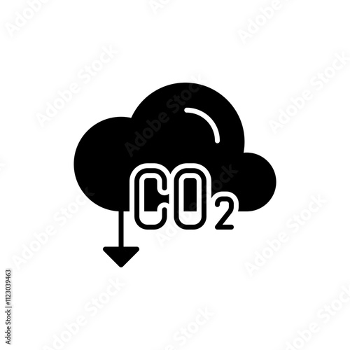 Carbon absorbing icon. Simple solid style. CO2 emissions, carbon dioxide reduction, low, reduce, neutral, environment concept. Black silhouette, glyph symbol. Vector illustration isolated.