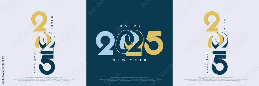 Fototapeta premium Happy new year 2025 with spring 3d flat vector numbers. Premium design for 2025 new year celebration. Latest vector premium background.