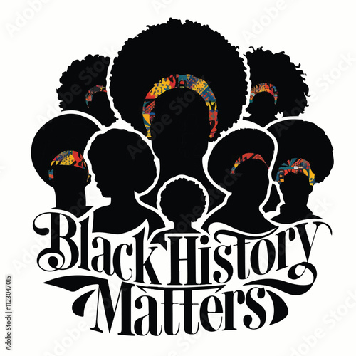 Black and white silhouette of a beautiful African American woman with afro hairstyle. Vector illustration