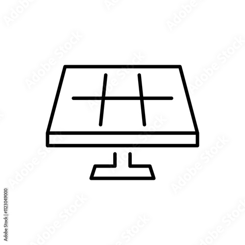 Solar panel icon. Simple outline style. Solar power, sun, renewable energy, cell, heat, light, battery, electric, technology concept. Thin line symbol. Vector illustration isolated.