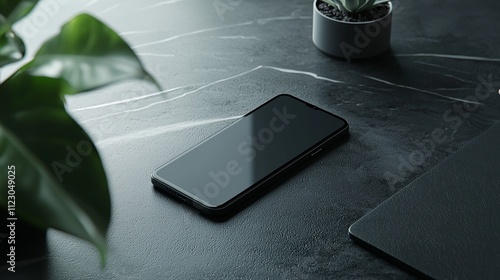 martphone with a sleek design in a tech-oriented environment photo