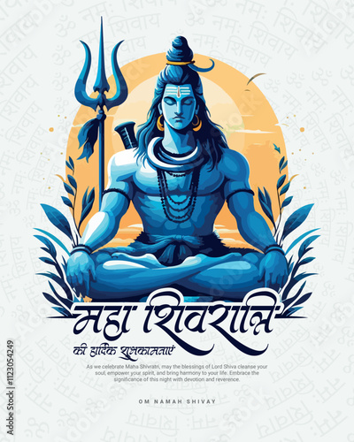 Happy Maha Shivratri Lord Shiva with Har Har Mahadeva Social Media Post template banner