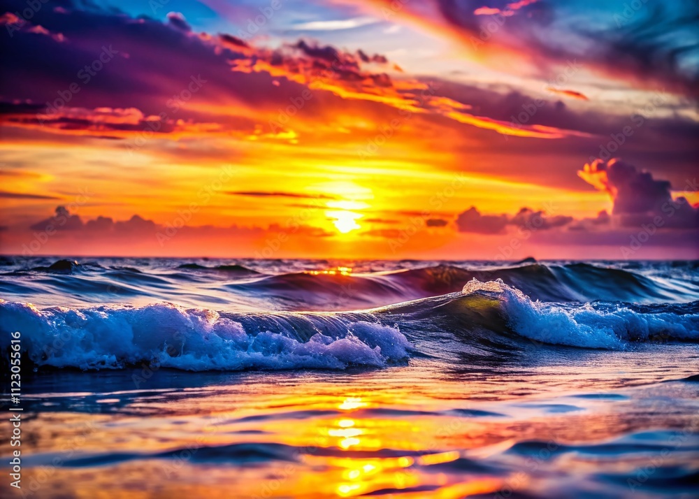 Serene Silhouette of Waves at Dusk with Vibrant Colors Reflecting on the Water Surface and the Calm Horizon for Your Tranquil Landscape Photography Collection Serene Silhouette of Waves at Dusk with Vibrant Colors Reflecting on the Water Surface and the Calm Horizon for Your Tranquil Landscape Photography Collection