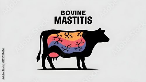 Illustration of Bovine Mastitis Showing Internal Inflammation