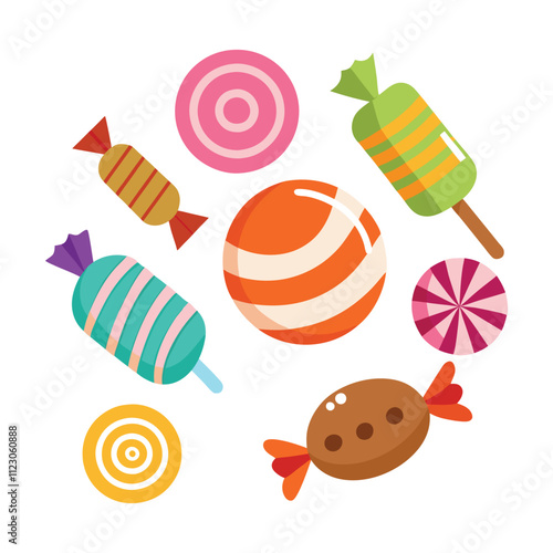 Different candies placed vector art illustration