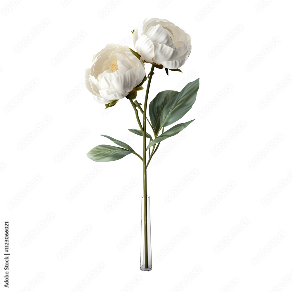 Fototapeta premium White peony flowers, beautiful plants, white leaves, nature, Women's Day, botanical
