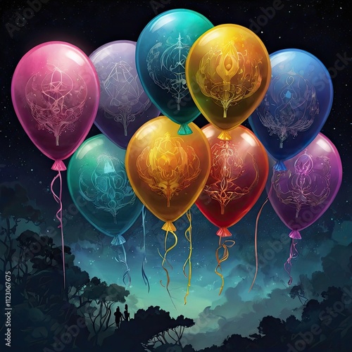 Whispers of the Skyward Quest tell of enchanted balloons forged from cosmic winds and starfire. photo