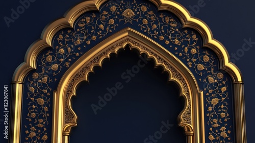 Golden Arch with Intricate Floral Design
