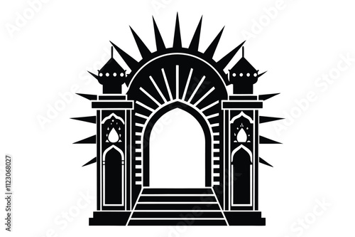 emerald gateway silhouette vector art illustration