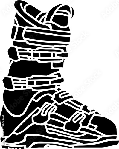 High-Detail Ski Boot with Buckles for Alpine Adventures