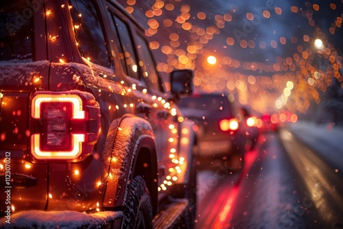 Vehicles blanketed in snow amid severe winter conditions and harsh weather challenges photo