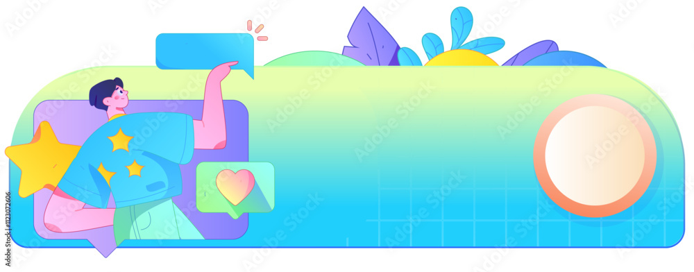 Fototapeta premium Virtual characters social communication concept business flat vector hand drawn illustration 
